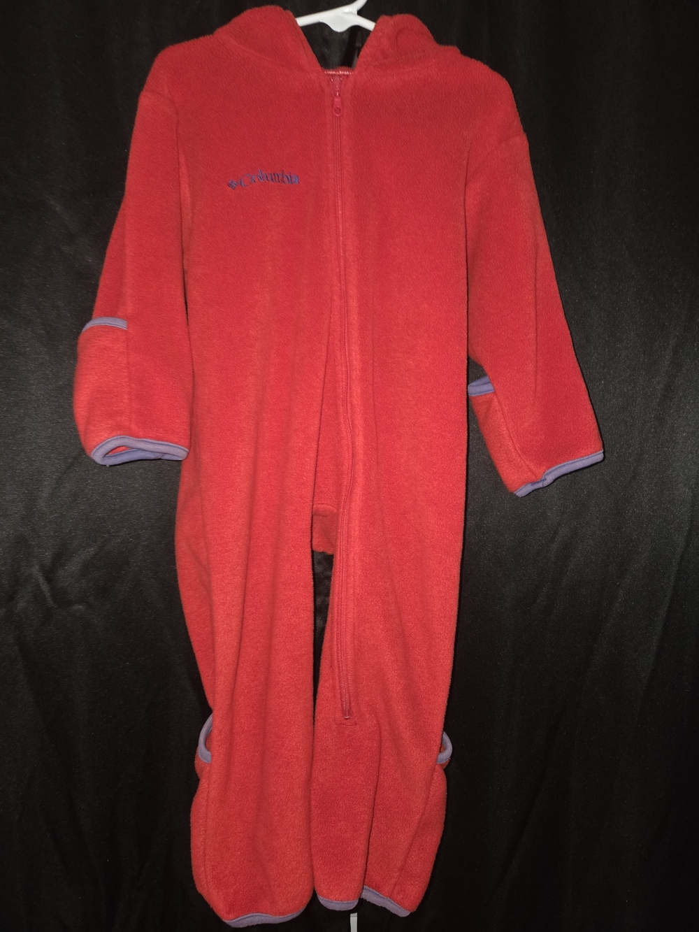 Columbia Kids Red Fleece One-Piece Hooded Snowsuit